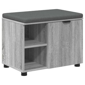vidaXL Panca per ingresso con cuscino Sonoma grigia 60 x 38 x 46 cm