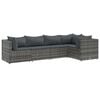 vidaXL Set Divani da Giardino 5 pz con Cuscini in Polyrattan Grigio
