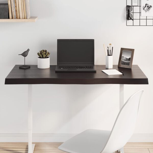 vidaXL Piano Tavolo Marrone Scuro 100x40x(2-4)cm Rovere Non Trattato