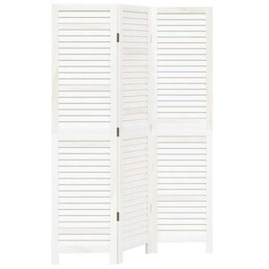 vidaXL Divisorio Ambienti 3Pannelli Bianco Retr&ograve; Legno Massello di Paulownia