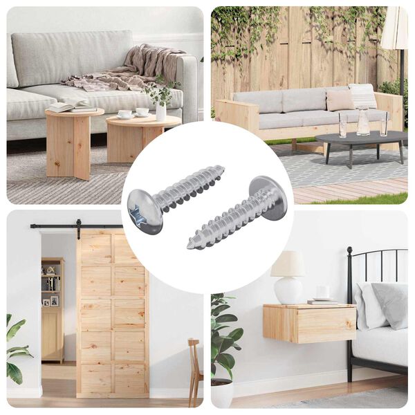 vidaXL Viti in Legno 2 pcs Argento M4 x 20 mm Acciaio