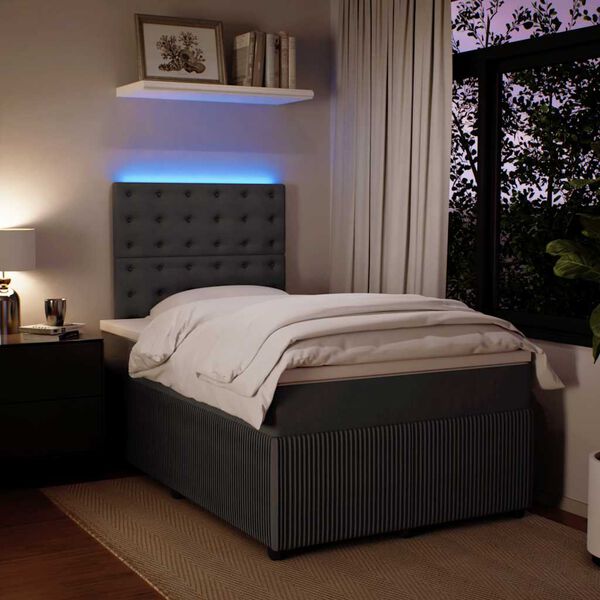 vidaXL Giroletto a Molle con Materasso Grigio Scuro 120x200 cm Velluto