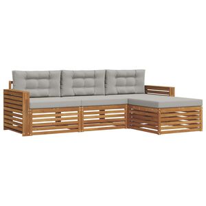 vidaXL Set di divani da esterno 4 pcs Grigio Naturale e Chiaro