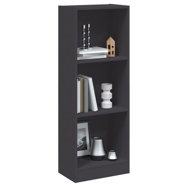 vidaXL Libreria a 3 Ripiani Grigia 40x24x109 cm in Legno Multistrato