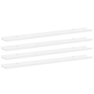 vidaXL Mensole da Parete 4 pz Bianco Lucido 100x9x3 cm