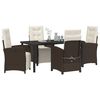 vidaXL Set da Pranzo per Giardino con cuscino 5 pcs Marrone polyrattan