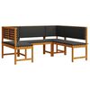 vidaXL Set Panchina da Giardino 3 pz Marrone Legno di Acacia Massello
