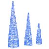vidaXL Albero di Natale 3 pz 90 LED Blu 20 x 20 x 80 cm Acrilico