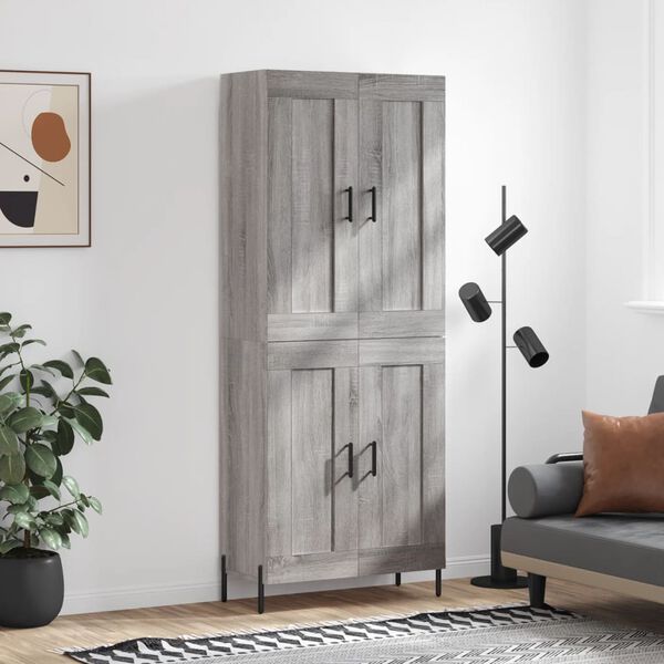 vidaXL Credenza Grigio Sonoma 69,5x34x180 cm in Legno Multistrato