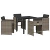 vidaXL Set da Pranzo per Giardino con cuscino 5 pcs Grigio polyrattan