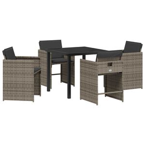 vidaXL Set da Pranzo per Giardino con cuscino 5 pcs Grigio polyrattan