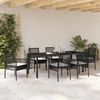 vidaXL Set da Pranzo per Giardino con cuscino 7 pcs Nero polyrattan