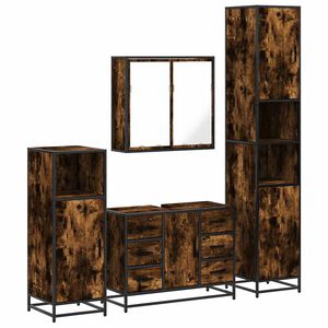 vidaXL Set Mobili da Bagno 4 pz Rovere Fumo in Legno Multistrato