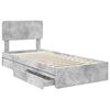 vidaXL Letto con Contenitore con testiera Grigio cemento 90 x 200 cm
