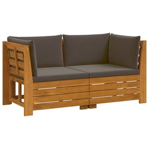 vidaXL 2 pz Set di divani da esterno Legno di Acacia Massello Marrone