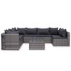 vidaXL Set Divani da Giardino 9 pz con Cuscini in Polyrattan Grigio