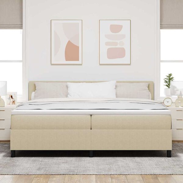 vidaXL Letto a molle con testiera Grigio chiaro e bianco 200 x 200 cm