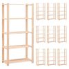 vidaXL Scaffali a 5 Livelli 10 pz 80x38x170 cm in Massello Pino 250kg