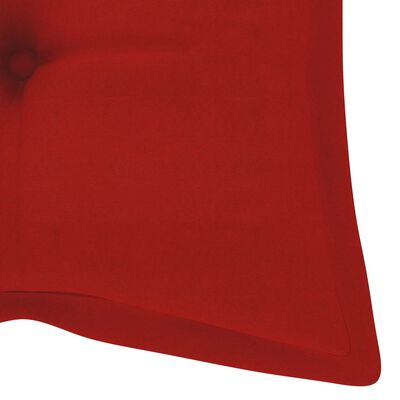vidaXL Dondolo con Cuscino Rosso 120 cm Massello di Teak