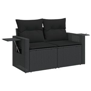 vidaXL Divano da Giardino con Cuscini a 2 Posti Nero in Polyrattan