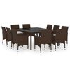 vidaXL Set da Pranzo da Giardino 11 pz in Polyrattan Marrone