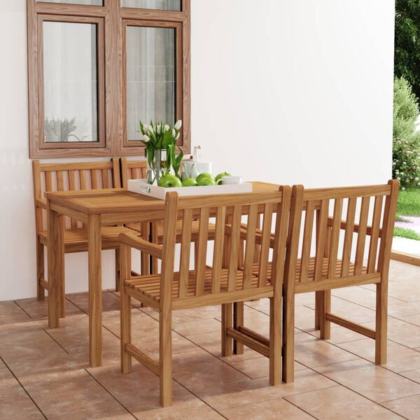 vidaXL Set da pranzo da giardino 5 pz 140x80 cm in legno massello di teak
