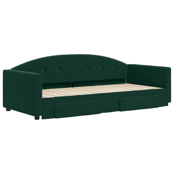 vidaXL Divano Letto Estraibile Cassetti Verde Scuro 90x200cm Velluto