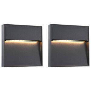 vidaXL Lampade da Parete da Esterno a LED 2 pz 3 W Nere Quadrate