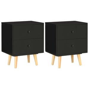 vidaXL Comodini 2 pz Neri 40x30x50 cm Legno Massello di Pino