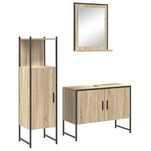 vidaXL Set di mobili per il bagno 3 pcs Marrone Legno multistrato
