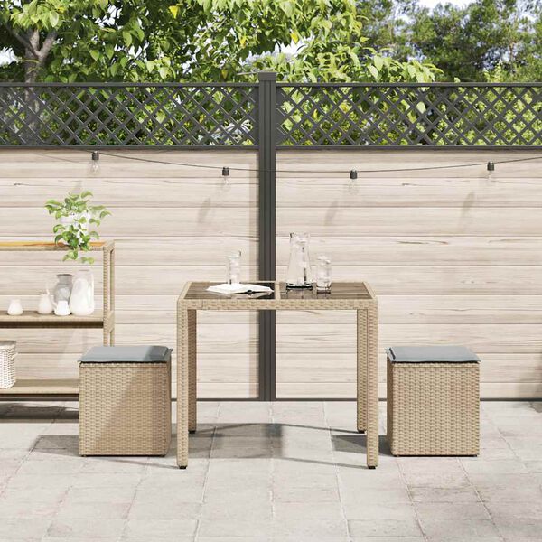 vidaXL Sgabelli Giardino con Cuscini 4pz Beige 40x40x43 cm Polyrattan