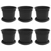 vidaXL Vasi per Piante 6 pcs Nero &Oslash; 15 x 12 cm Plastica