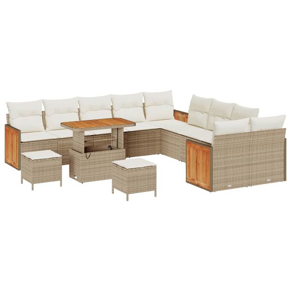 vidaXL Set Divano da Giardino 17 pcs Beige e Crema polyrattan