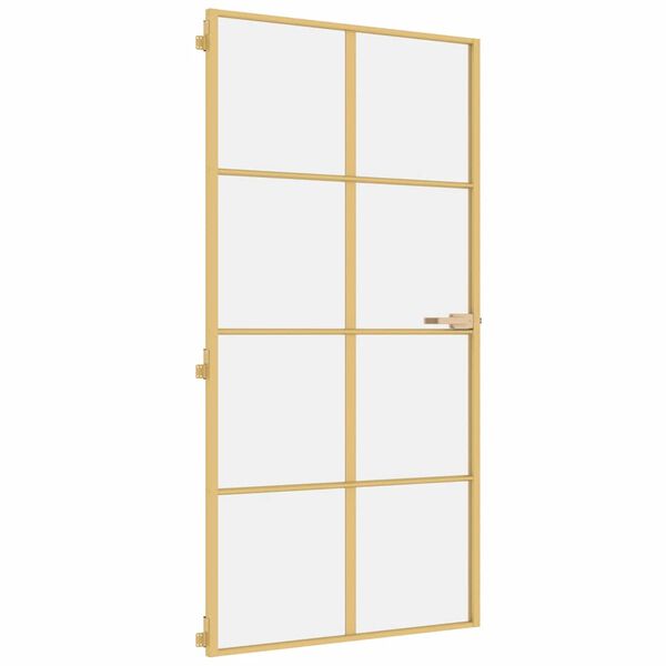vidaXL Porta Interni Sottile Oro 102,5x201,5 Vetro Temperato Alluminio