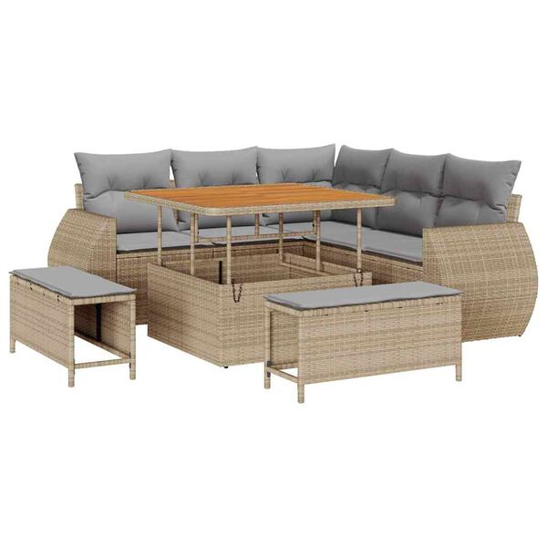 vidaXL Set Divano da Giardino con cuscino 8 pcs beige e grigio chiaro