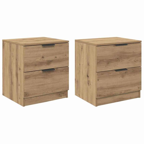 vidaXL Armadio da Notte 2 pcs Rovere artigianale 45 x 39 x 50cm