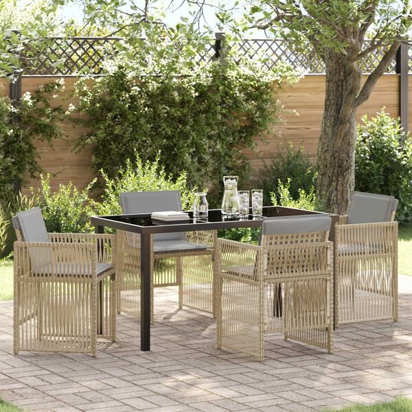 vidaXL Set da Pranzo per Giardino 5 pcs Beige
