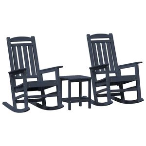 vidaXL Sedia a dondolo 3 pz Navy Polietilene