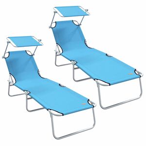 vidaXL Lettino da sole 2 pz Poliestere Blu Vivo