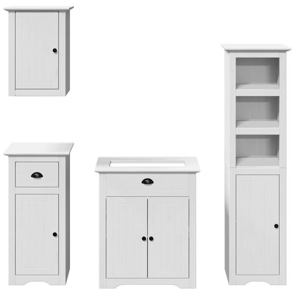 vidaXL Set Mobili da Bagno 4 pz BODO Bianco in Legno Massello di Pino