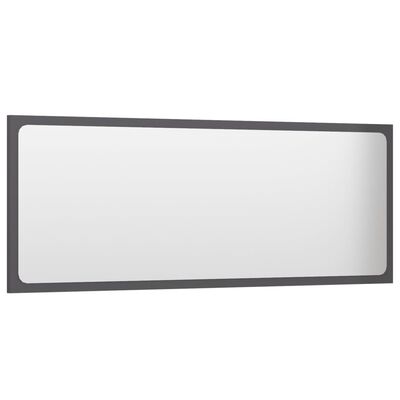 vidaXL Specchio da Bagno Grigio Lucido 100x1,5x37 cm Legno Multistrato
