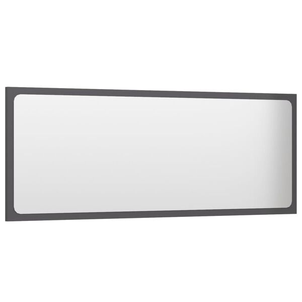 vidaXL Specchio da Bagno Grigio Lucido 100x1,5x37 cm Legno Multistrato
