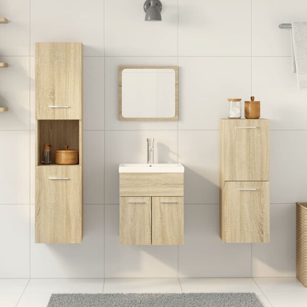 vidaXL Set Mobili da Bagno 5 pz Rovere Sonoma in Legno Multistrato