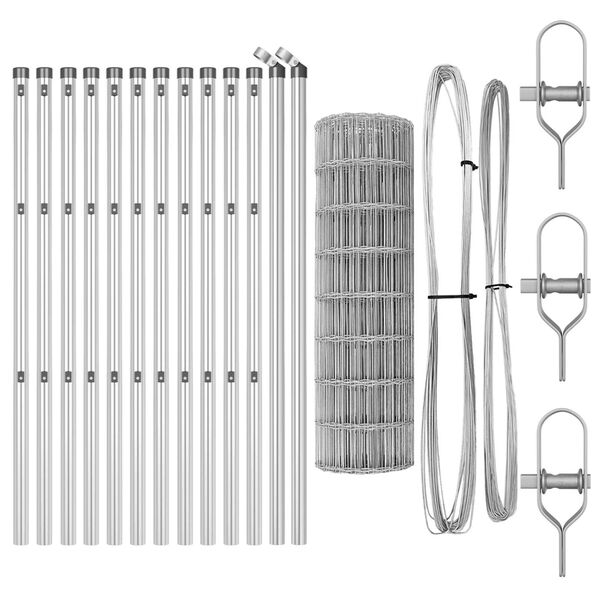 vidaXL Recinzione con Posto Argento 0,6 x 25 m Acciaio e PVC