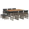 vidaXL Set da Pranzo da Giardino 11pz con Cuscini in Polyrattan Grigio