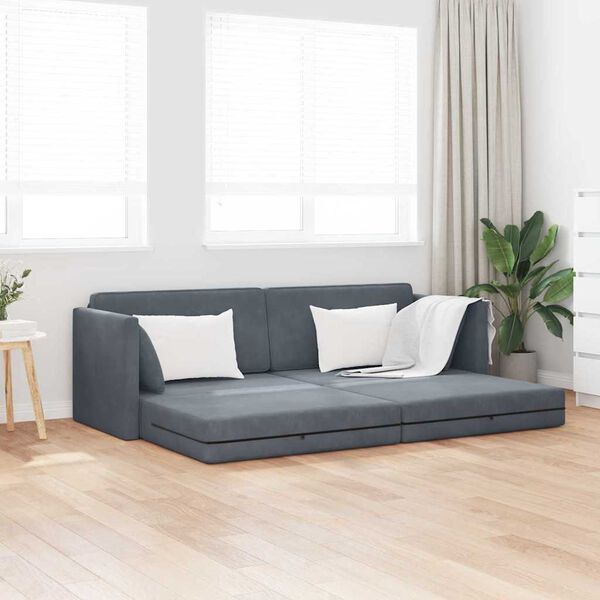vidaXL Divano-letto da pavimento Grigio scuro 213 x 70 x 77 cm Velluto