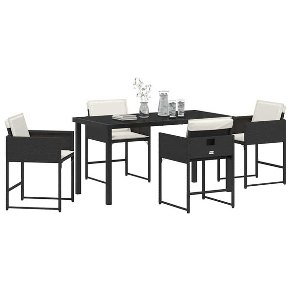 vidaXL Set da Pranzo per Giardino 5 pcs Nero polyrattan