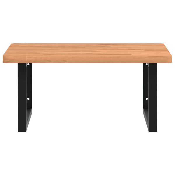 vidaXL Ripiano a Parete per Lavabo in Acciaio e Massello di Faggio