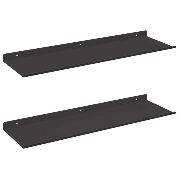 vidaXL Mensola sospesa 2 pcs Nero 60 x 18 x 2,5 cm Acciaio
