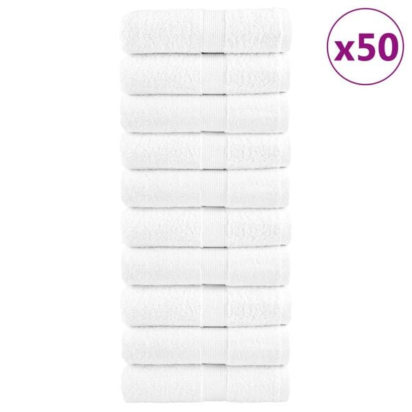 vidaXL Asciugamani per ospiti Premium SOLUND 50 pz Bianco 30x50 cm 600 g/m&sup2;